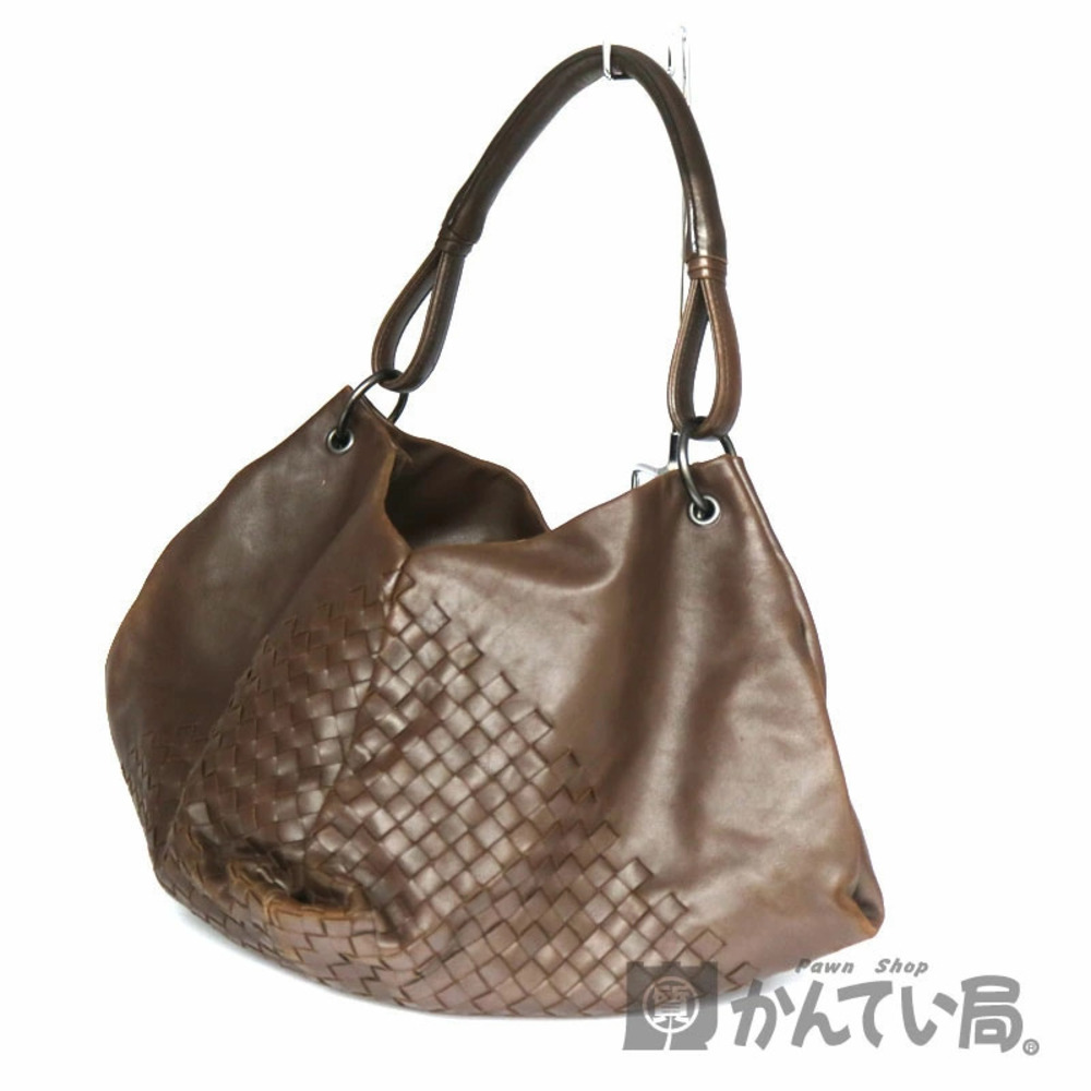 BOTTEGA VENETA One Shoulder Hobo Bag Leather Brown